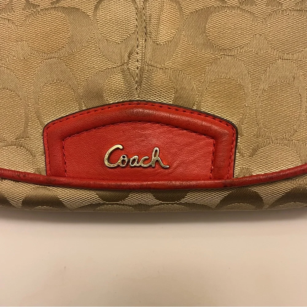 Vintage Coach Monogram C Creame/orange Mini‎ Shoulder Bag
